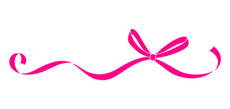 Curly ribbon with bow. Beautiful decorative elegant tape. Decoration for greetings or invitations.のイラスト素材