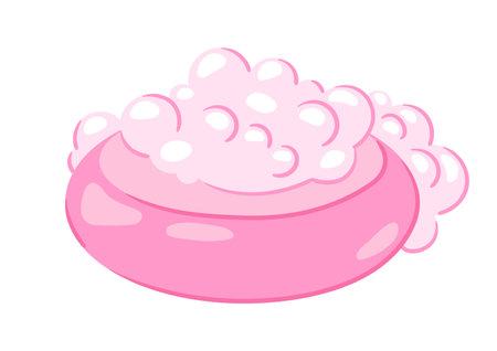 Illustration of foam soap. Personal hygiene and self care item. Stylized image.のイラスト素材