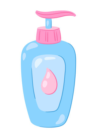 Illustration of shower gel. Personal hygiene and self care item. Stylized image.のイラスト素材