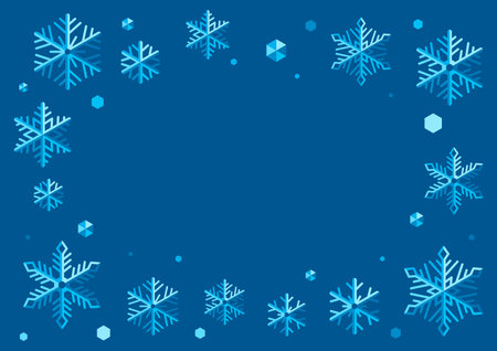 Frame with abstract snowflakes. Merry Christmas and Happy New Year illustration. Holiday winter seasonal design.のイラスト素材