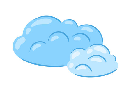 Illustration of clouds. Cartoon cute image of overcast sky. Stylized object.のイラスト素材