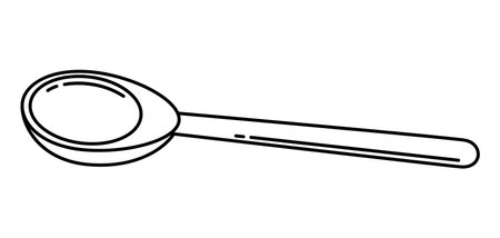 Illustration of wooden spoon. Stylized kitchen object for cooking recipe and menu item.のイラスト素材
