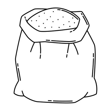 Illustration of bag with flour. Stylized food object for cooking recipe and menu item.のイラスト素材