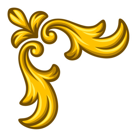 Floral corner in baroque style. Decorative curling plant. Vintage swirling border.のイラスト素材