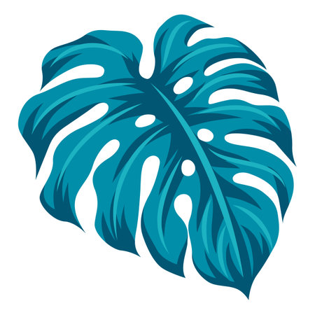 Stylized monstera leaf. Decorative image of tropical foliage and plant. Exotic nature.のイラスト素材