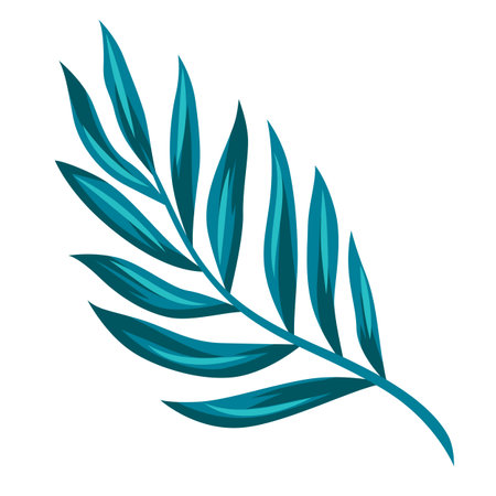Stylized date palm leaf. Decorative image of tropical foliage and plant. Exotic nature.のイラスト素材