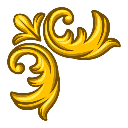 Floral corner in baroque style. Decorative curling plant. Vintage swirling border.のイラスト素材