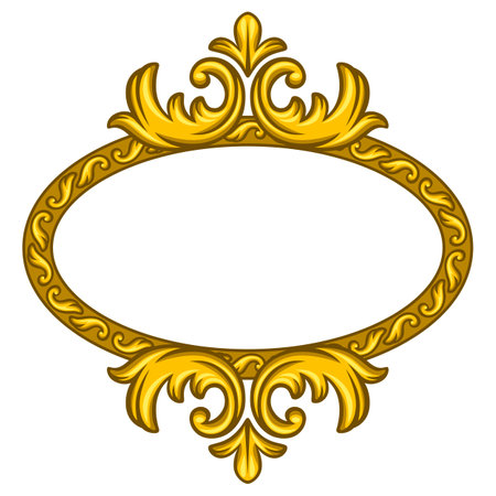 Floral frame in baroque style. Decorative curling plant. Vintage swirling motif.のイラスト素材