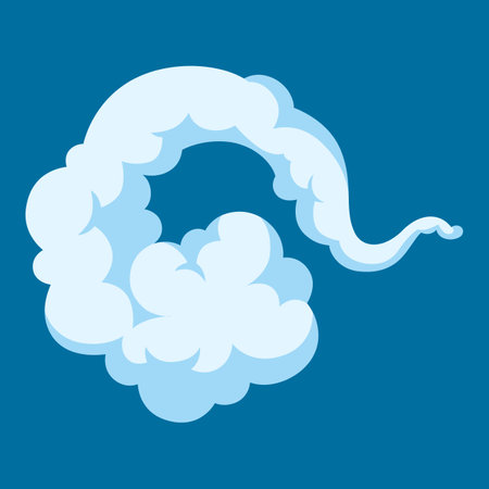 Cartoon illustration of smoke. Comic image of steam, cloud or fog. Stylized picture for design.のイラスト素材