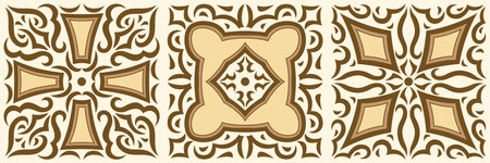 Arabic ceramic tile. Traditional eastern decorative talavera. Ethnic folk ornament.のイラスト素材