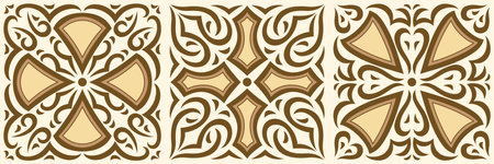 Arabic ceramic tile. Traditional eastern decorative talavera. Ethnic folk ornament.のイラスト素材