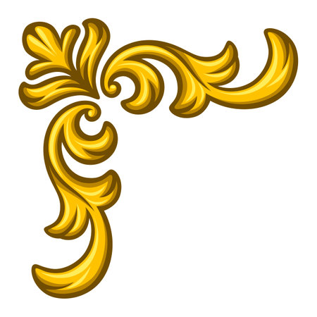 Floral corner in baroque style. Decorative curling plant. Vintage swirling border.のイラスト素材