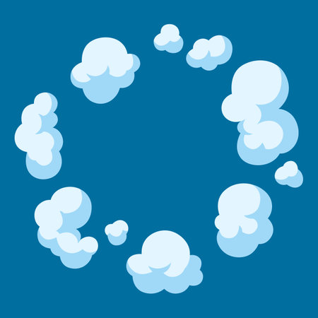 Cartoon illustration of smoke. Comic image of steam, cloud or fog. Stylized picture for design.のイラスト素材