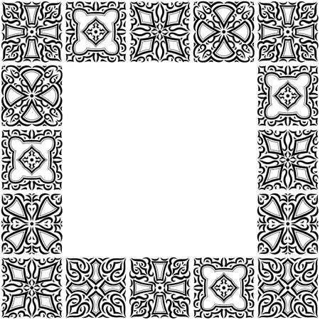 Arabic ceramic tile background. Traditional eastern decorative talavera. Ethnic folk ornament.のイラスト素材