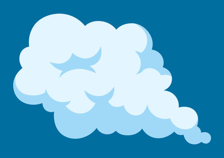 Cartoon illustration of smoke. Comic image of steam, cloud or fog. Stylized picture for design.のイラスト素材