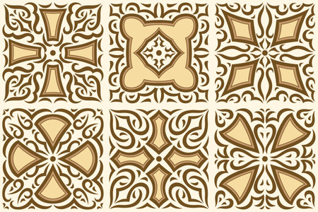 Arabic ceramic tile. Traditional eastern decorative talavera. Ethnic folk ornament.のイラスト素材