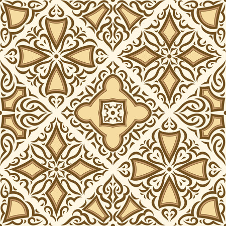 Arabic ceramic tile pattern. Traditional eastern decorative talavera. Ethnic folk ornament.のイラスト素材