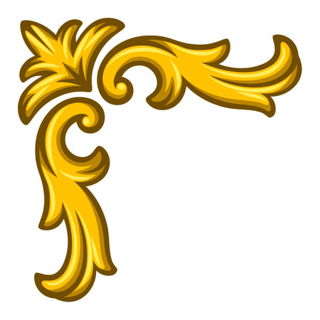 Floral corner in baroque style. Decorative curling plant. Vintage swirling border.のイラスト素材