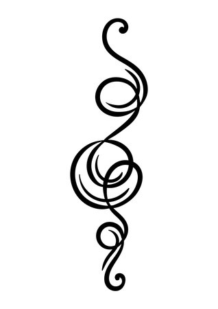 Vignette curl element. Decorative calligraphic divider or frame. Monochrome retro swirl.のイラスト素材