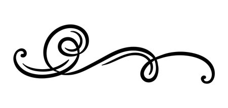 Vignette curl element. Decorative calligraphic divider or frame. Monochrome retro swirl.のイラスト素材