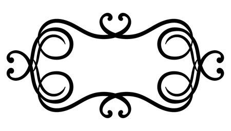 Vignette curl element. Decorative calligraphic divider or frame. Monochrome retro swirl.のイラスト素材