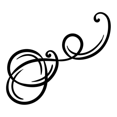 Vignette curl element. Decorative calligraphic divider or frame. Monochrome retro swirl.のイラスト素材