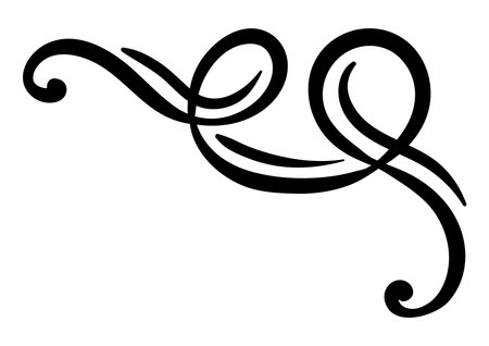 Vignette curl element. Decorative calligraphic divider or frame. Monochrome retro swirl.のイラスト素材