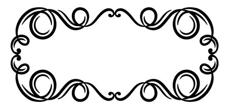 Vignette curl element. Decorative calligraphic divider or frame. Monochrome retro swirl.のイラスト素材