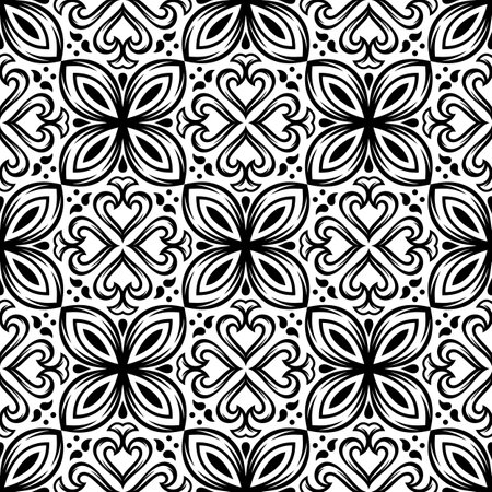 Portuguese ceramic tile pattern. Mediterranean traditional ornament. Italian pottery or spanish majolica.のイラスト素材