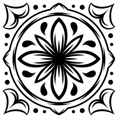Portuguese ceramic tile pattern. Mediterranean traditional ornament. Italian pottery or spanish majolica.のイラスト素材