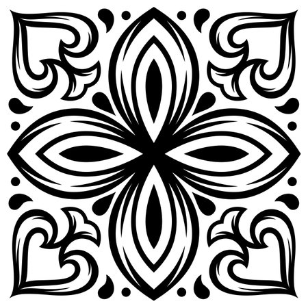 Portuguese ceramic tile pattern. Mediterranean traditional ornament. Italian pottery or spanish majolica.のイラスト素材