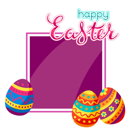 Card with cute Easter eggs. Image for traditional celebration.のイラスト素材
