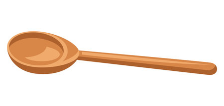 Illustration of wooden spoon. Stylized kitchen object for cooking recipe and menu item.のイラスト素材