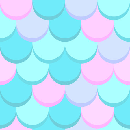 Seamless pattern with scaly fish. Image of underwater surface of marine creatures. Stylized illustration.のイラスト素材