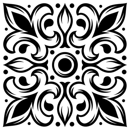 Portuguese ceramic tile pattern. Mediterranean traditional ornament. Italian pottery or spanish majolica.のイラスト素材
