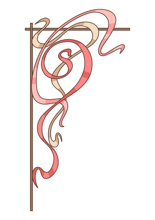 Corner in art nouveau style. Decorative curl element. Abstract retro design.のイラスト素材