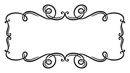 Vignette curl element. Decorative calligraphic divider or frame. Monochrome retro swirl.のイラスト素材