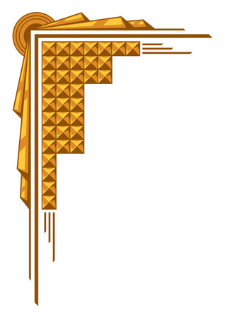 Corner in art nouveau style. Decorative geometric element. Abstract retro design.のイラスト素材