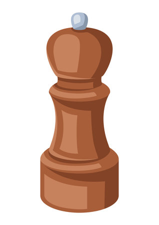Illustration of pepper mill. Stylized kitchen object for cooking recipe and menu item.のイラスト素材