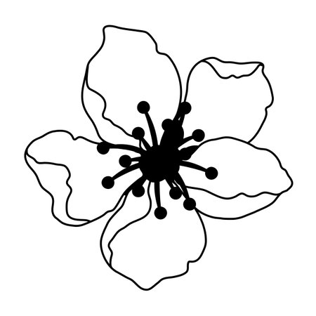 Illustration of spring flower bud. Apple, sakura or cherry blossom. Beautiful decorative blooming plant.のイラスト素材