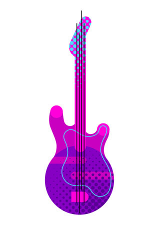 Illustration of electric guitar. Music party or rock concert creative image. Item for design.のイラスト素材