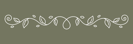 Floral curling element. Decorative nature swirling divider with leaves. Classic design for decoration.のイラスト素材