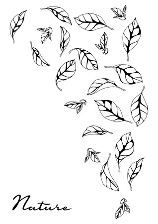 Background with leaves. Spring or summer stylized foliage. Seasonal illustration.のイラスト素材