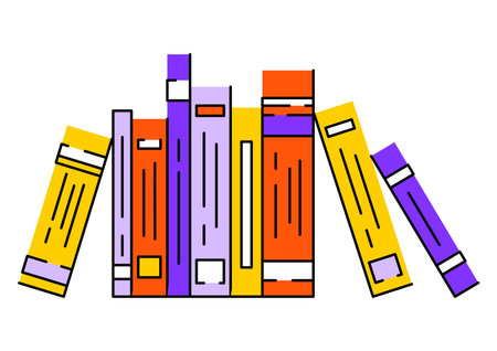 Illustrations of books. Image for education and school. Digital library item.のイラスト素材