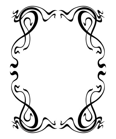 Frame in art nouveau style. Decorative curl element. Abstract retro design.のイラスト素材
