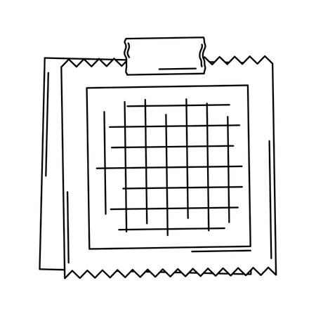 Paper note with pin. Frame or background for reminder. Linear style.のイラスト素材