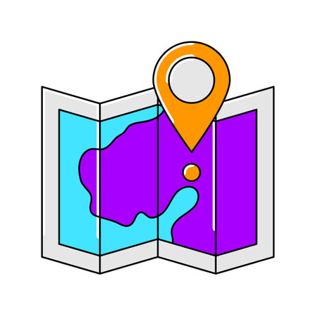 Map with marker icon. Air travel and tourism item. Happy journey.のイラスト素材