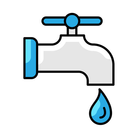 Tap with water drop icon. Aqua or liquid thin line illustration. linear image for design.のイラスト素材