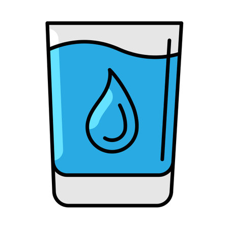 Glass of water icon. Aqua or liquid thin line illustration. linear image for design.のイラスト素材