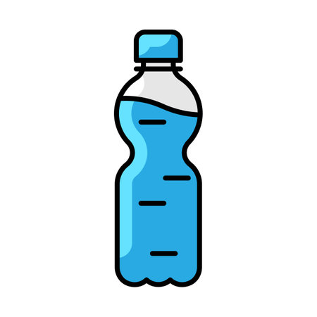 Plastic bottle with water icon. Aqua or liquid thin line illustration. linear image for design.のイラスト素材